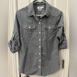 Vineyard Vines Gingham Blue & White Top  Button Down Shirt New w/o Tags